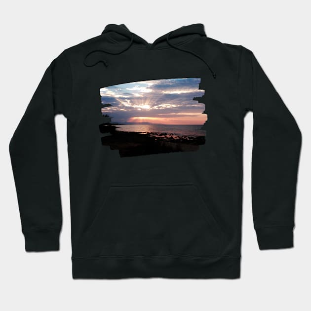 Beautiful purple pink orange sunset over ocean photo Hoodie by BoogieCreates